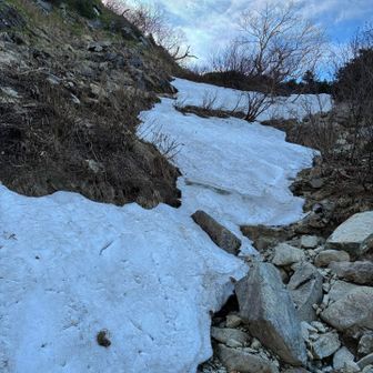 少し雪　雪の右極を歩けます