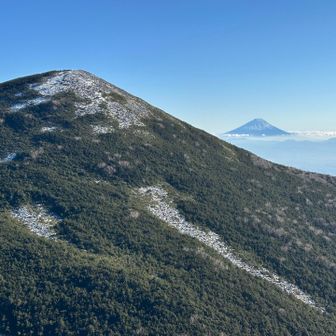 編笠山と富士山をズーム