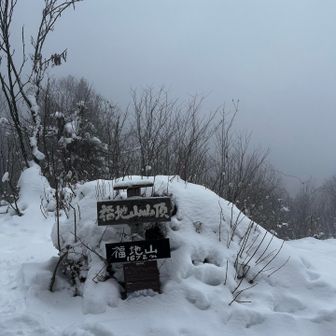 初めてのスノーシューで意味なく直登して遊んでいる間に山頂に到着。初めて「山頂到着してしまって残念です」になりました…

山頂だけど眺めナッシング😑
(焼岳ばーん、のはずなんだけどなー)