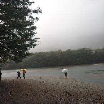 雨の中の大正池