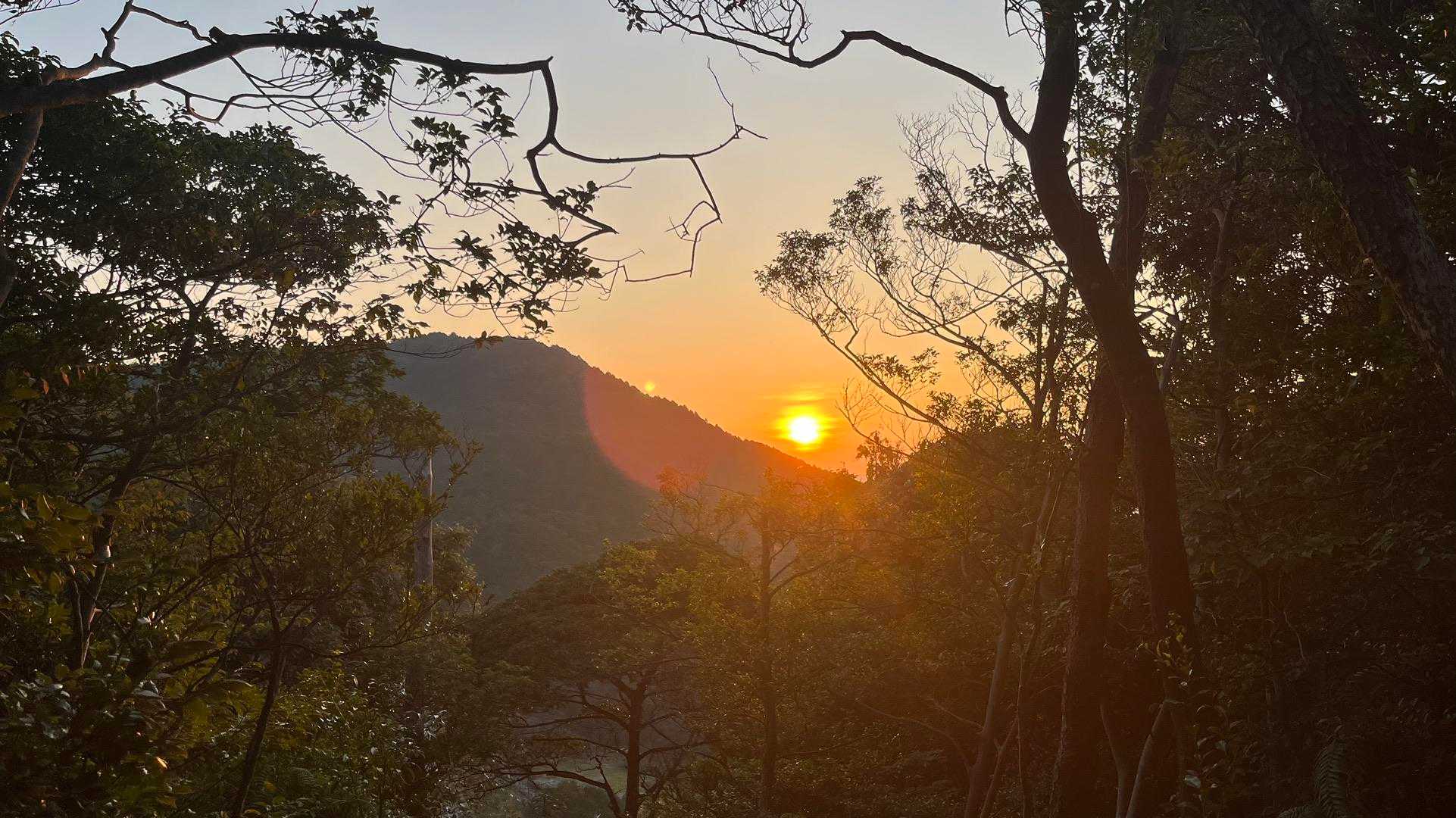 雲でぼやけた朝日もいい🌅