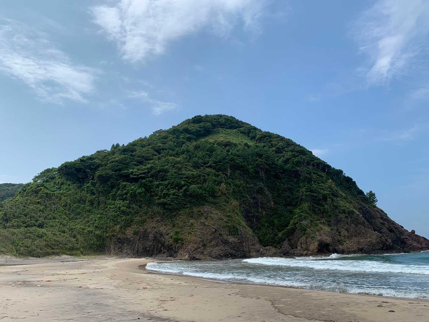 岬の木がないところが5合目だ。
残念ながら大崎城跡って看板が草に隠れて見えない😔