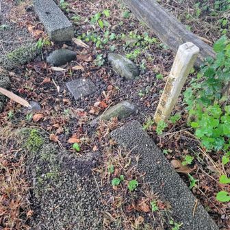 呉羽山三角点を探していると土砂降りに☔
しかし中々見つかないと思ったら三角点が土に埋まってたわ😱