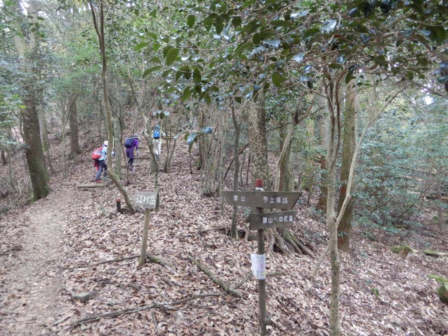 江川岳を目指す　
右は巻道