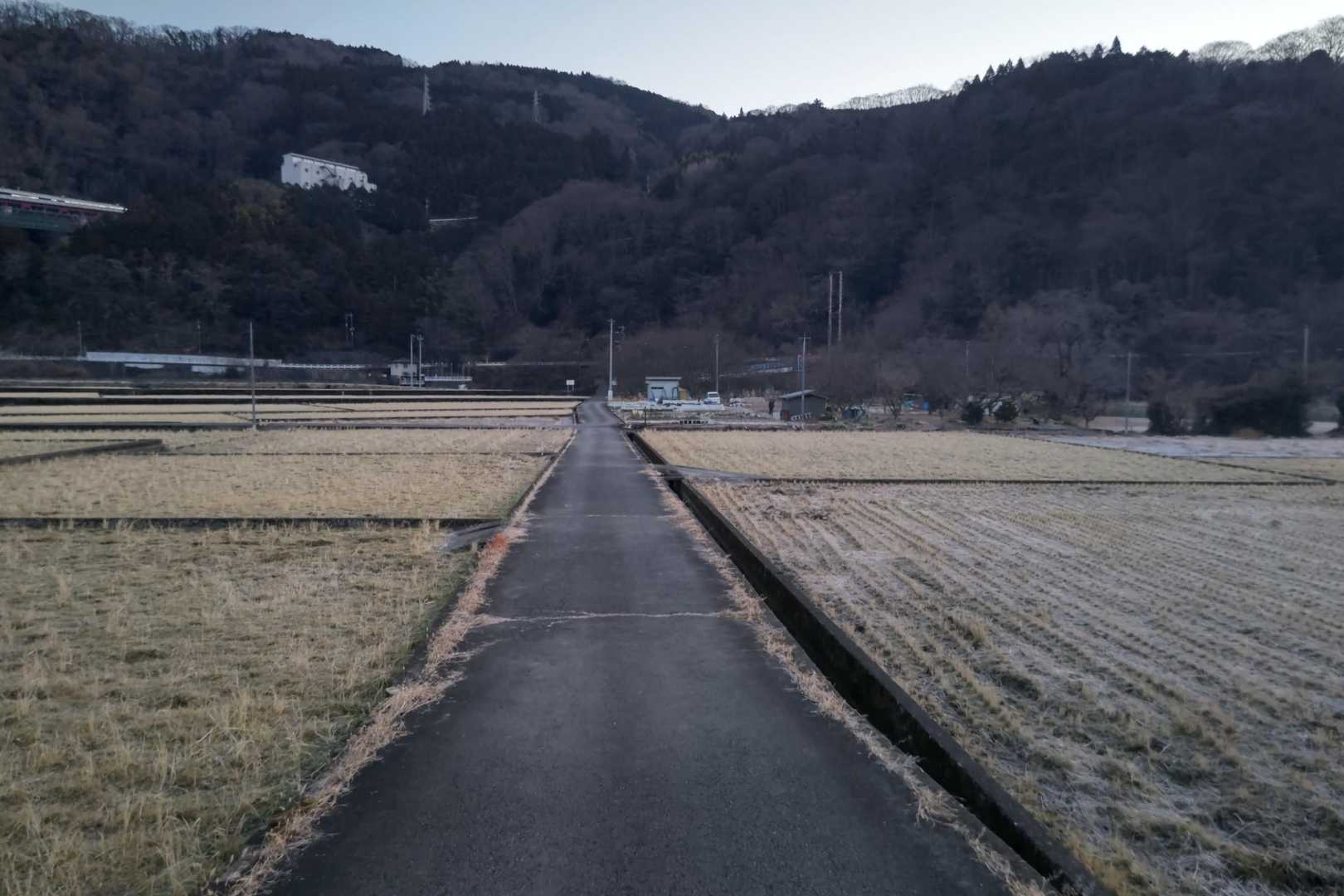 田んぼの中を通ります。