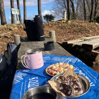 急登の階段を約15 分程登ると、いつもの登山道に合流。そこからすぐ山頂へ。早〜いです。修行したい時は、この道へどうぞや〜(￣∇￣)