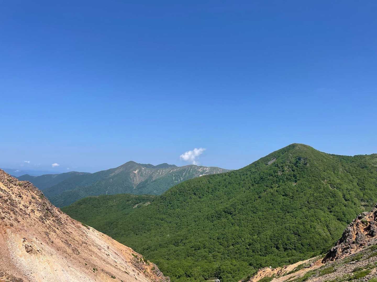 峠の茶屋登山口-朝日の肩-朝日岳-熊見曽根-1900m峰- 往復コースの写真