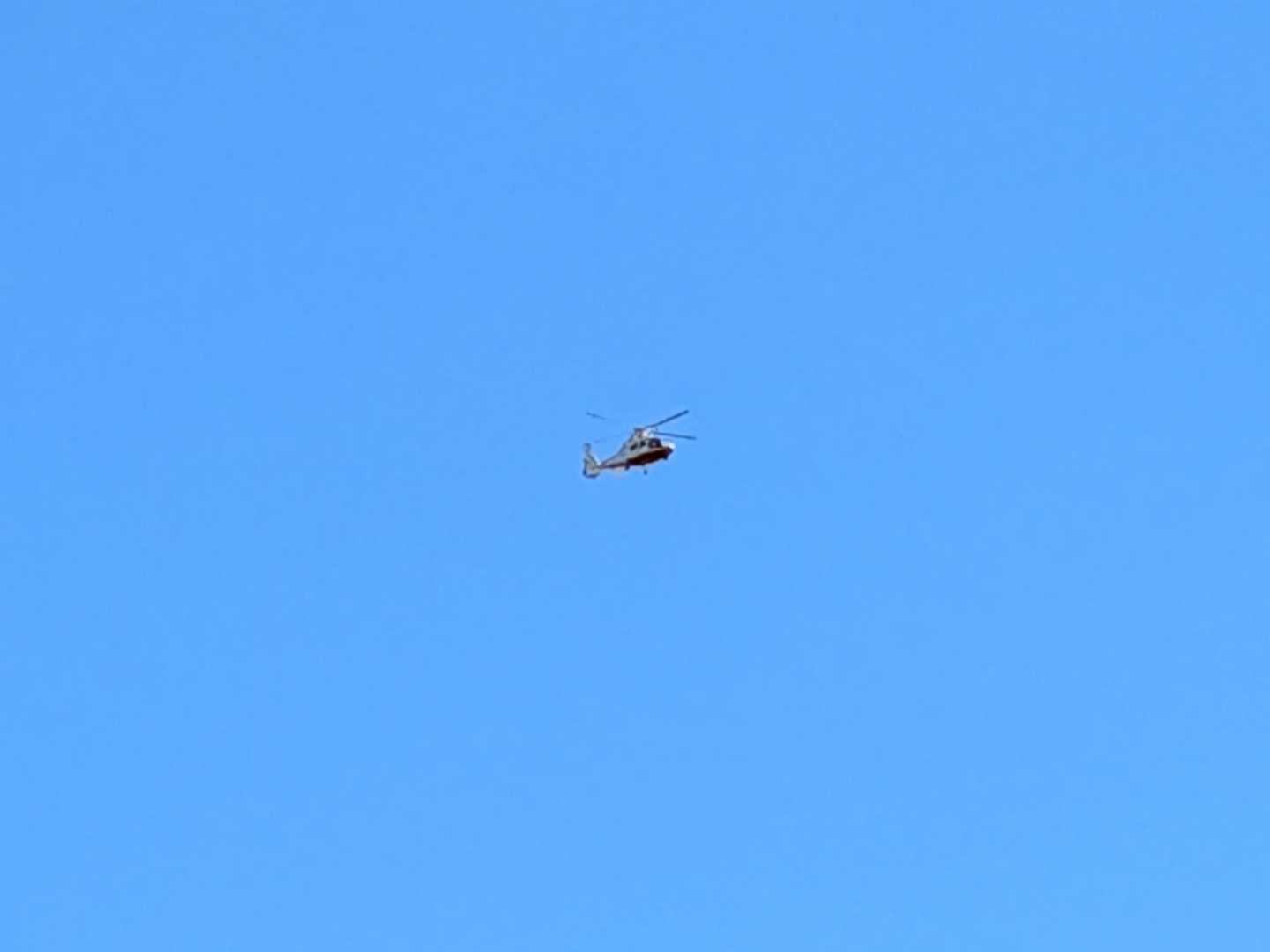 (たぶん)取材のヘリが飛び回ってた。🚁