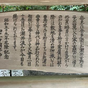 お潮井の説明書き。
名前は聞いたことあったが、厄除けの塩みたいな感じなんやね。