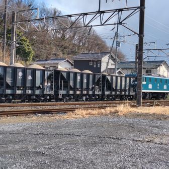 武甲山で採石した石灰岩を運んでいます。
武甲山をどんどん削り、山の形が変わってきているのを見るのは少し寂しいです