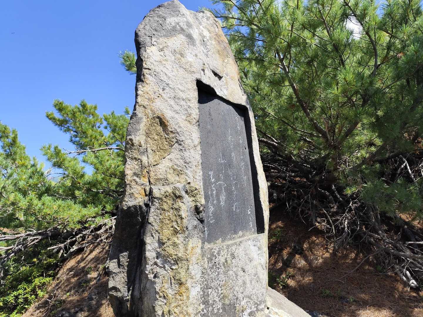 歌人、九条武子さんの歌碑
　現代仮名遣いに直して見ると
　「たまゆらの　煙おさめて静かなる
　　　山にかえれば　見るに親しも」
　大正の噴火の後に、十勝岳を見て詠んだ歌だそうです。
　ちなみに九条武子さんは西本願寺門主の娘。


 

