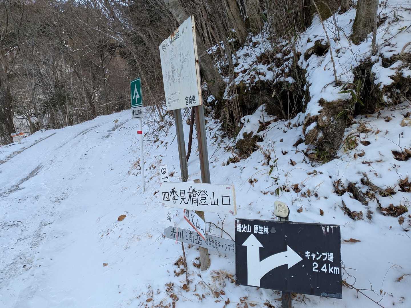 計画どおり8時スタート、登山口から雪、いいっすね😉