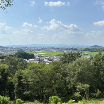甘樫丘から見た畝傍山、生駒山、耳成山
