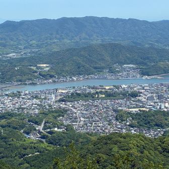 塔ノ尾から市街地を望む。

丹生島城跡の向こうに我家があるが、城跡に隠れて見えません。😅