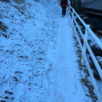 法光寺さん横で真っ白　つるつるに凍っては無かったので歩けました。