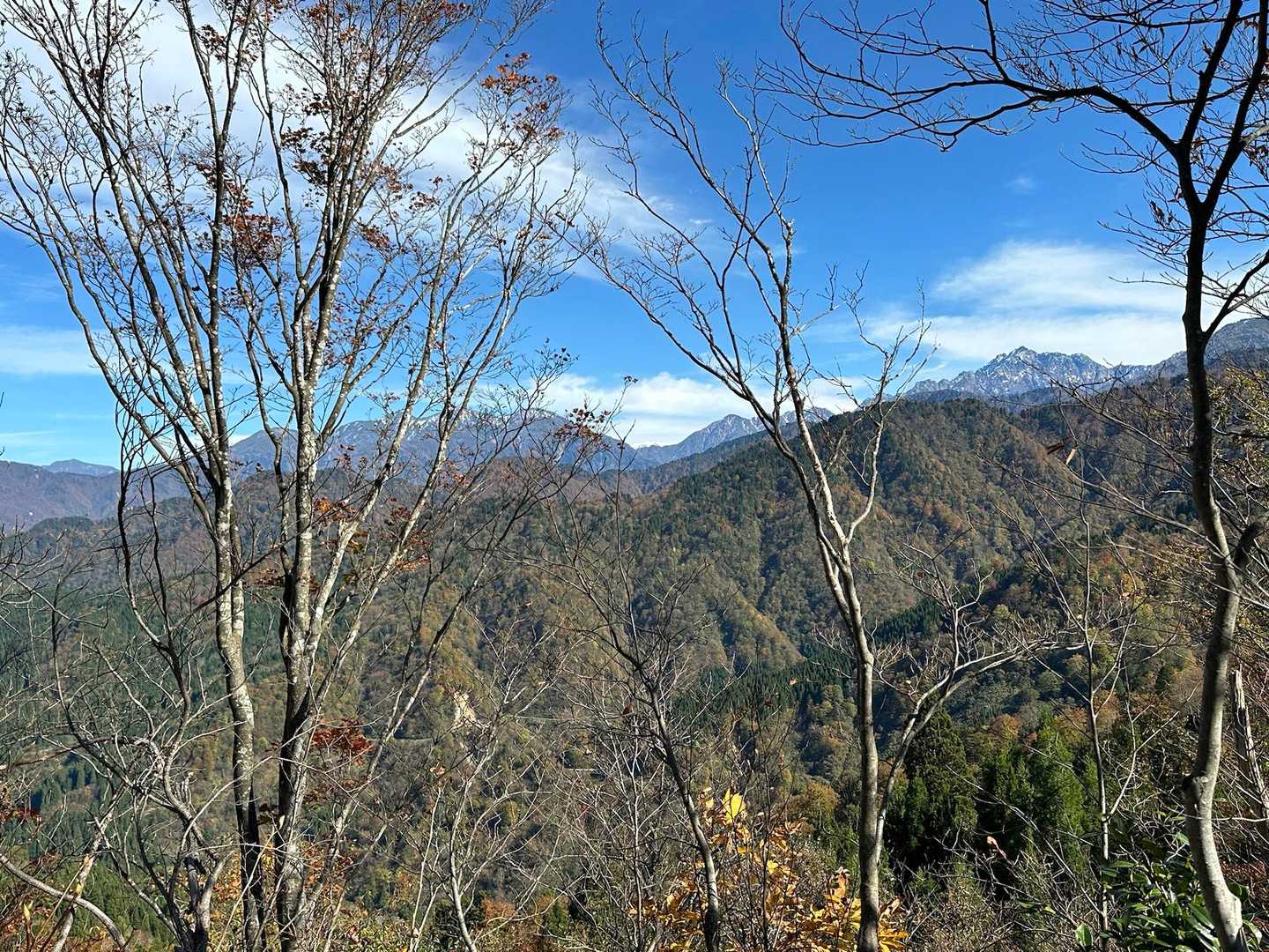 剱岳や毛勝三山を眺めながら✨

葉っぱが落ちているから良く見える👀