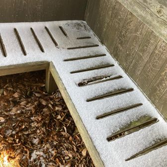 雪❄️が吹き込んで座れない😭