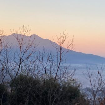 夜明け前の筑波山がきれいです、本来ならここから富士山🗻が見えるのですが、霞んでいて残念です、あそこまで遠いなぁ😅