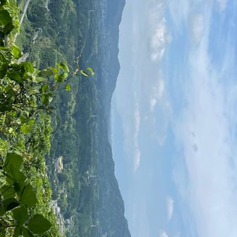 左手小岱山　右手三池山　正面　普賢岳（心の目で見えます）