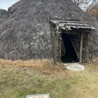 そして遺跡公園に。
竪穴建物の前を通過。