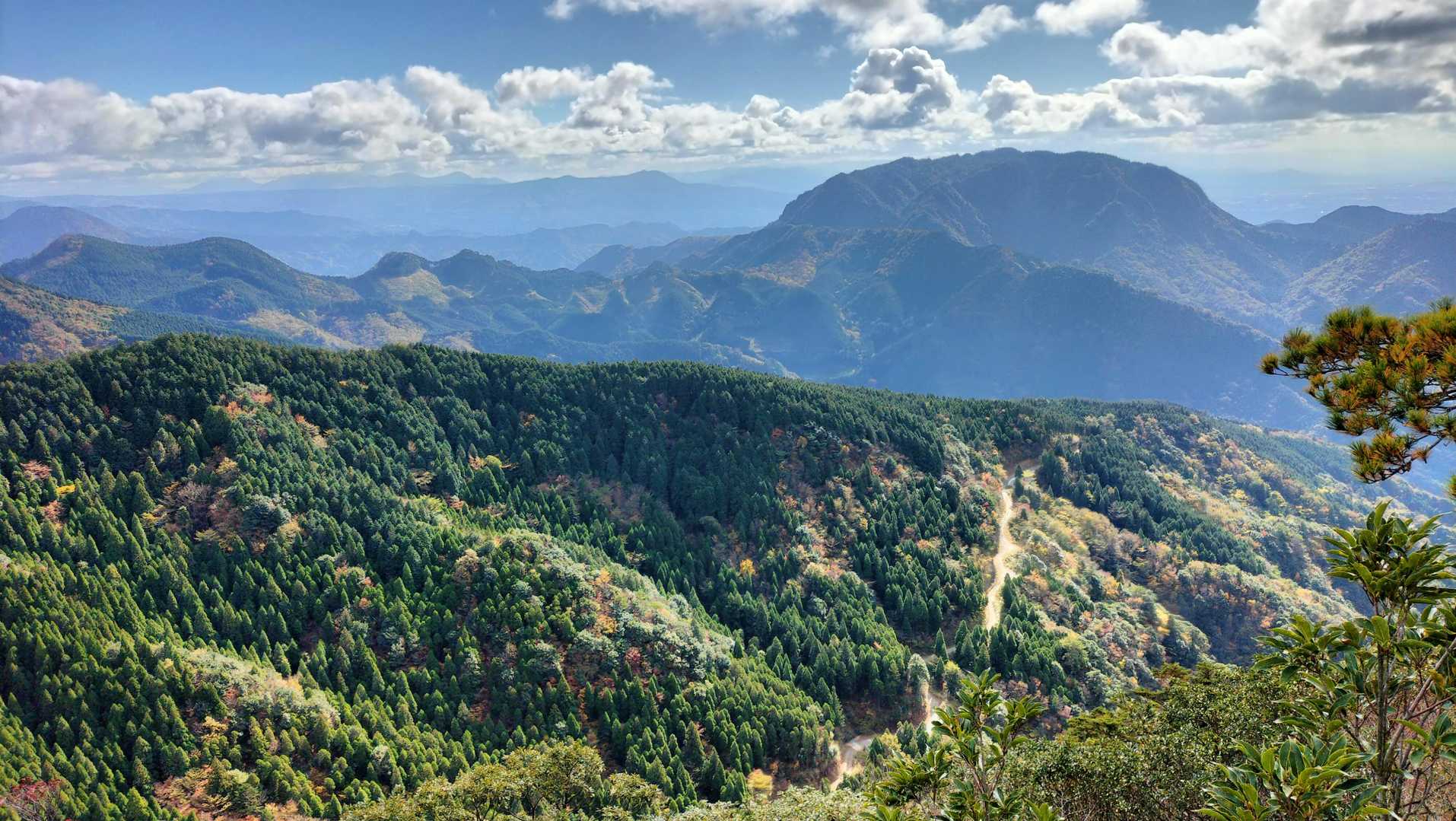 展望台からの風景
左上のもや～んってしたところは阿蘇五岳でした。