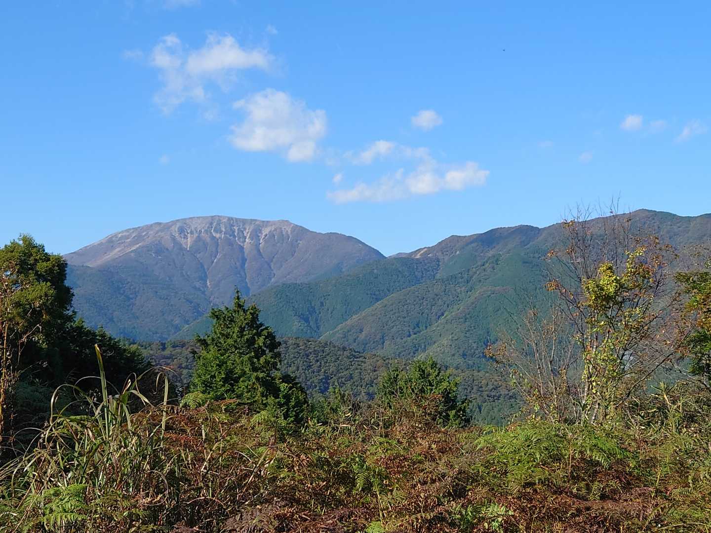 城山山頂🚩からの展望😄😄
左奥の山は “伊吹山” です。
伊吹山は標高1377m。一等▲
日本百名山・花の百名山・滋賀県最高峰で登山者や観光客も多く、人気の山なんです🤗