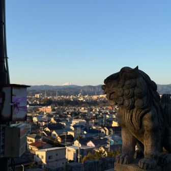 富士山と狛犬