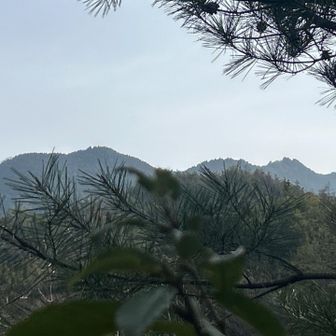 これが次に目指す三ヶ岳（さんがたけ）。
光の黒い三連星と呼ぶことにしよう。
4連か5連に見えるけど、細かい事はまぁいいや😅