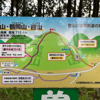 この日は、赤い線のコースで上り、オレンジの線のコースで下り、紫の線のコースで駐車場に戻りました。