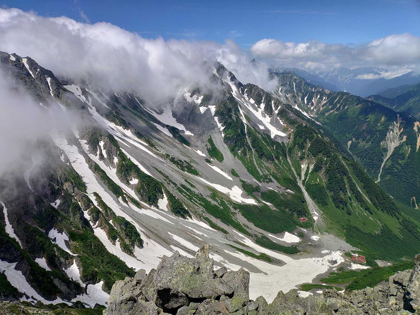 前穂山頂からの涸沢カール