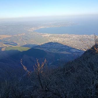鶴見岳山頂から見た別府湾