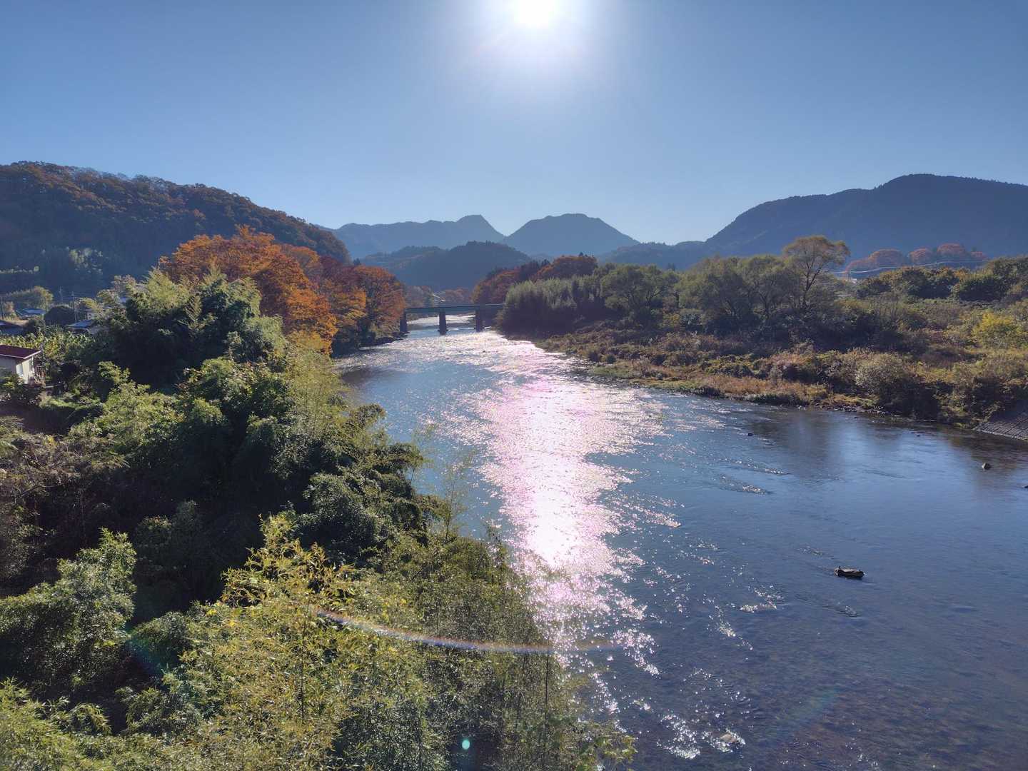 久慈川と　奥には男体山と長福山
