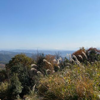 福山山頂から岡山方面
あちこちで野焼きの煙が上がっています