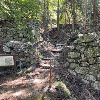 二の門
　猿石直ぐで、この辺から本格的な山城の石垣等構造物が素人にも確認できます