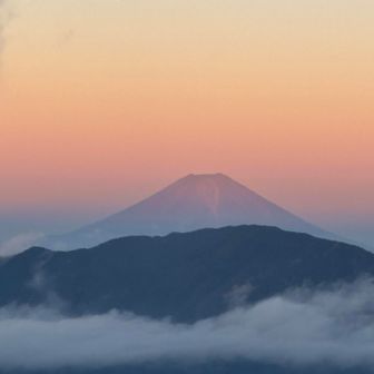 夕焼けの富士山