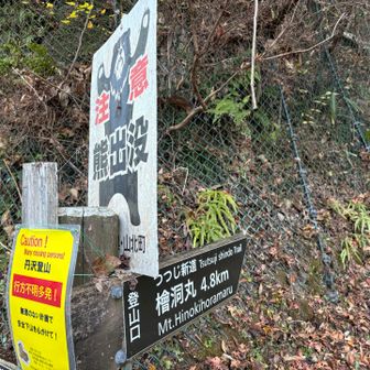 ビジターセンターから５分ぐらい歩いて檜洞丸登山口へ
