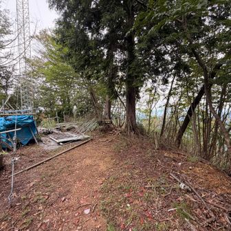 蟻の戸渡り（岳岩）へは、このアンテナのところから右の急坂を下っていきます
YAMAPではルートありませんがピンクテープがしっかり付けられてます