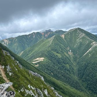 振り返って📸 右から横通岳✨ 東天井岳✨ 大天井岳✨