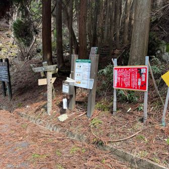 駐車場から車道を２分程下ったら船木山登山口。