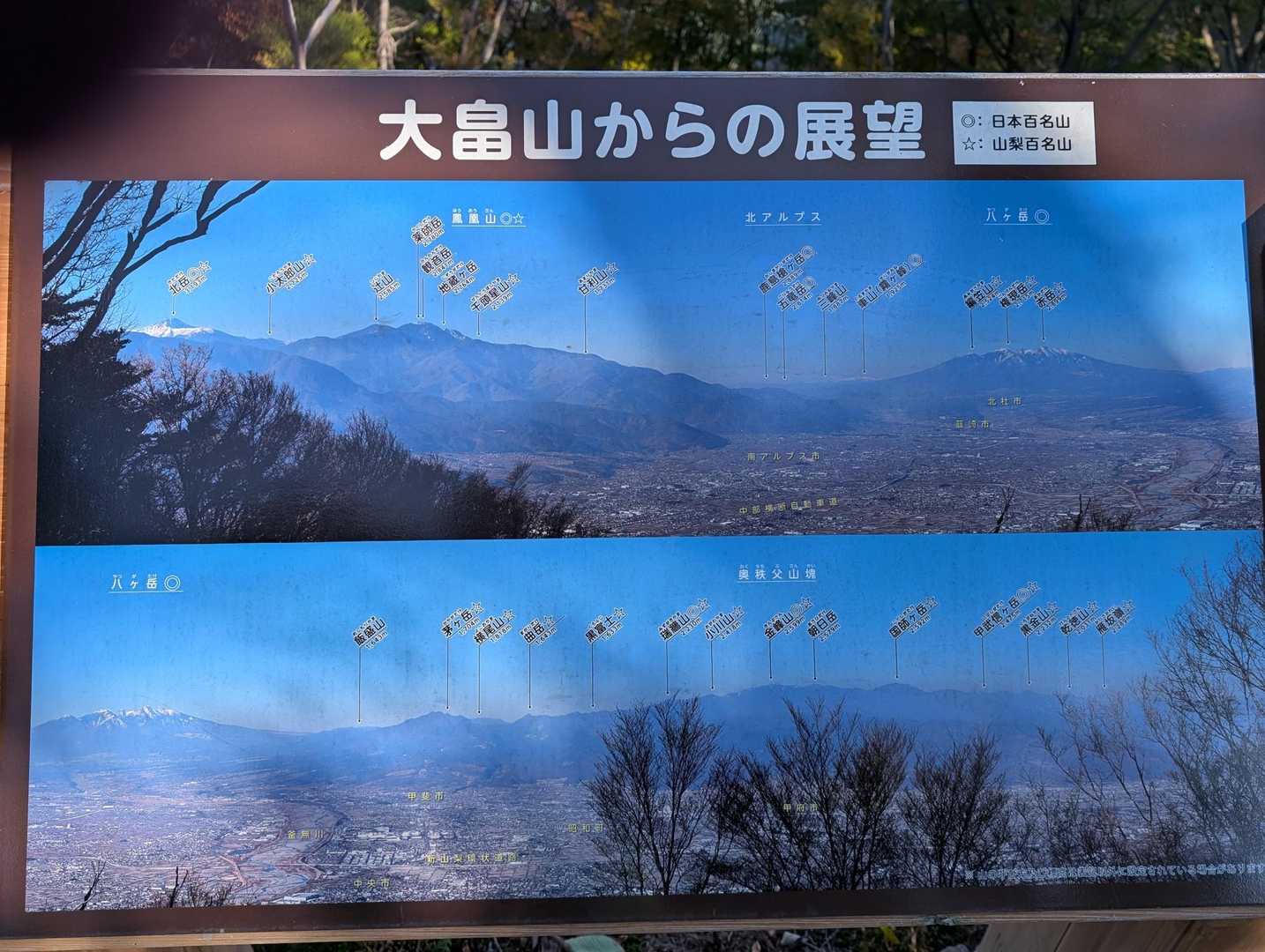 残念ながら霞んでいたので北アルプスは望めませんでした