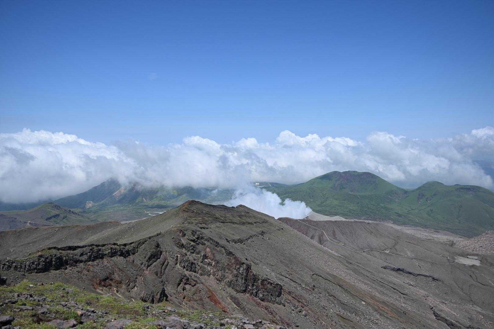 阿蘇山上ターミナル-古坊中登山口-砂千里登山口-南岳-中岳 往復コースの写真