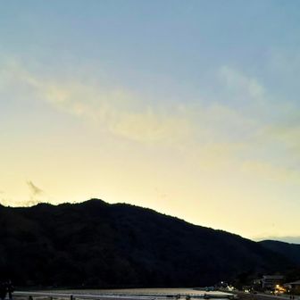 嵐山の日暮れにて@渡月橋