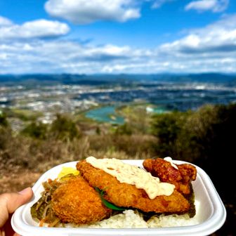 近くにあるほっともっとで買って持ってきたのり弁をいただきます🙏

この後、４人パーティの元気なお姉様方の記念撮影になぜか誘われ、いっしょに写る（笑）🤣