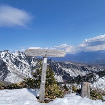 西峰に寄り道しました
高手新道はスノーシュー向きではなかった...