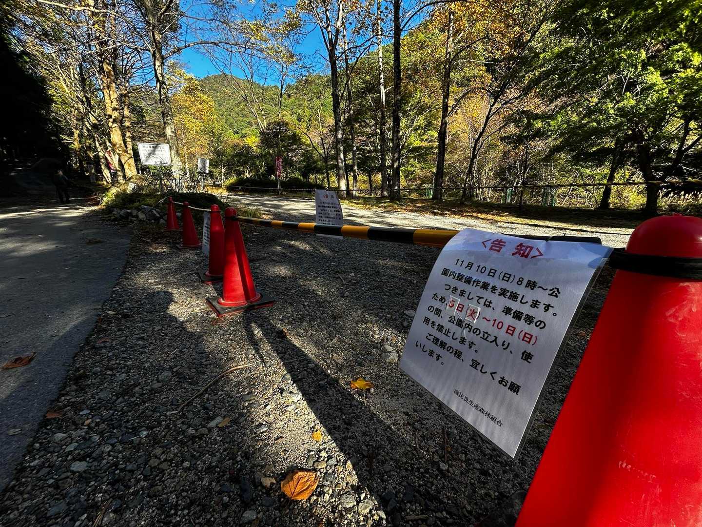 イン谷口大山口の駐車場は10日日曜まで伐採工事のために閉鎖されてました
手前の道横のスペースや、ワンゲル道側の駐車場は大丈夫です