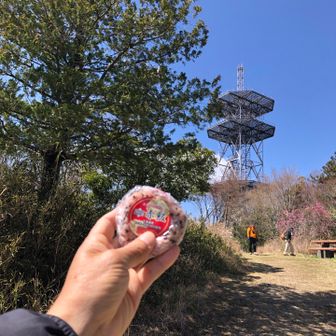 山頂に到着しました。お昼にします。いつものおこわオニギリ