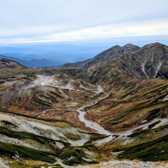 立山の温泉の煙
