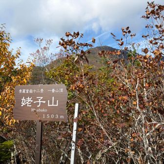 姥子山、1,503m。YAMAPでは東峰のほう。
後ろに雁ヶ腹摺山が見えてます。ここから更に370m標高上げます。