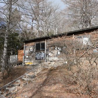 小屋前でちょっと休憩したが、風も有り寒い