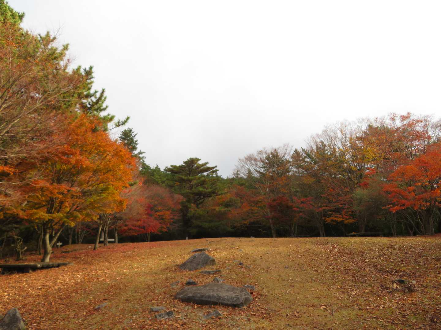 と、その前にもう一つのピークの三笠山山頂。
広場のようになってますが、
